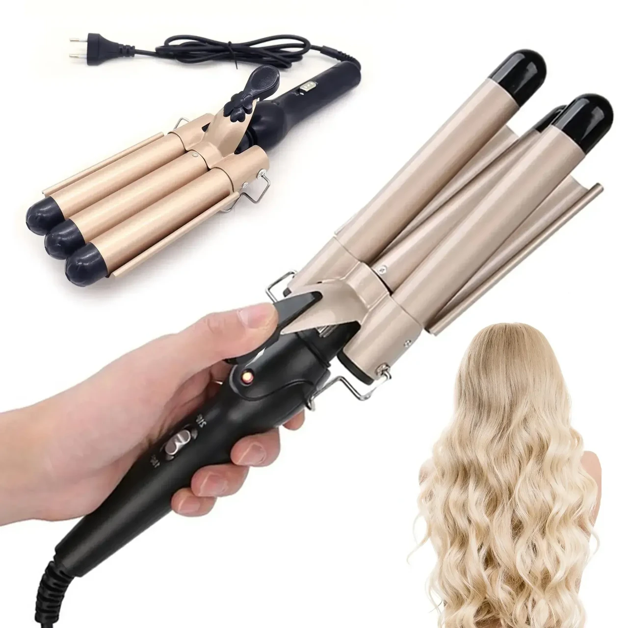 Потрійна плойка щипці для завивки волосся М11 Jw, фото 1