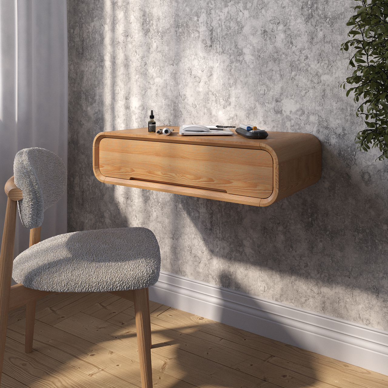 Дерев'яна навісна консоль "Норд" з благородного ясена, фото 1