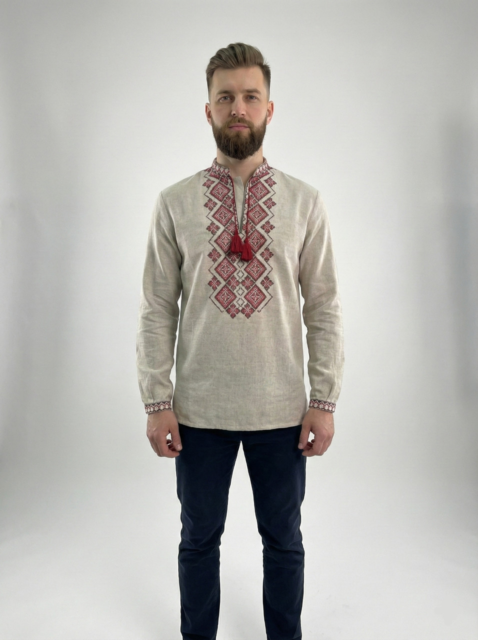Лляна чоловіча вишиванка на довгий та короткий рукав