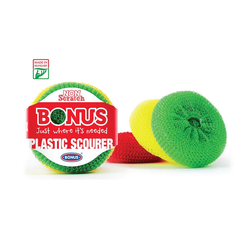 Скребок для кухні пластиковий Bonus Plastic Scourer 3 шт Пластиковий скребок для каструль