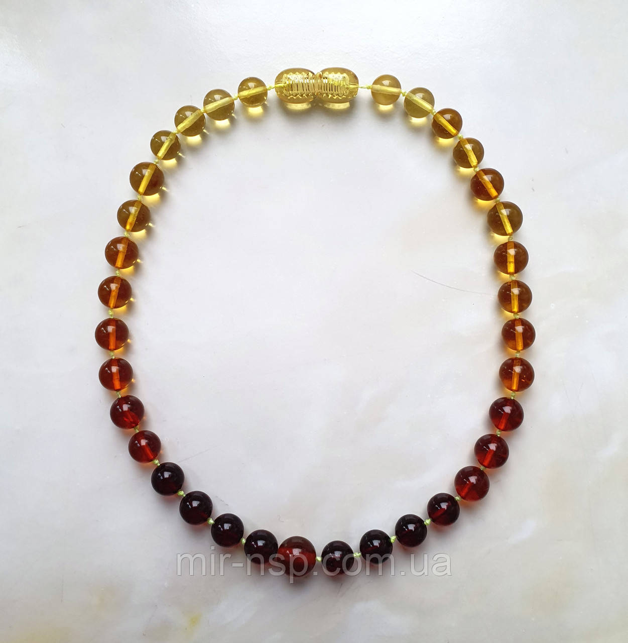 Намисто дитяче 28 см 100% натуральний цілісний природний бурштин куля 6-7 мм, фото 1