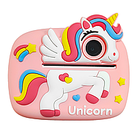Дитяча цифрова камера з миттєвим друком D1-A, екран IPS 2,4-дюйма, Єдиноріг