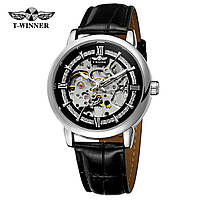 Forsining 8173 Silver-Black Leather