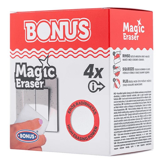 Губка меламінова для миття та чищення Bonus Magic Eraser 4 шт Меламінова губка для чищення