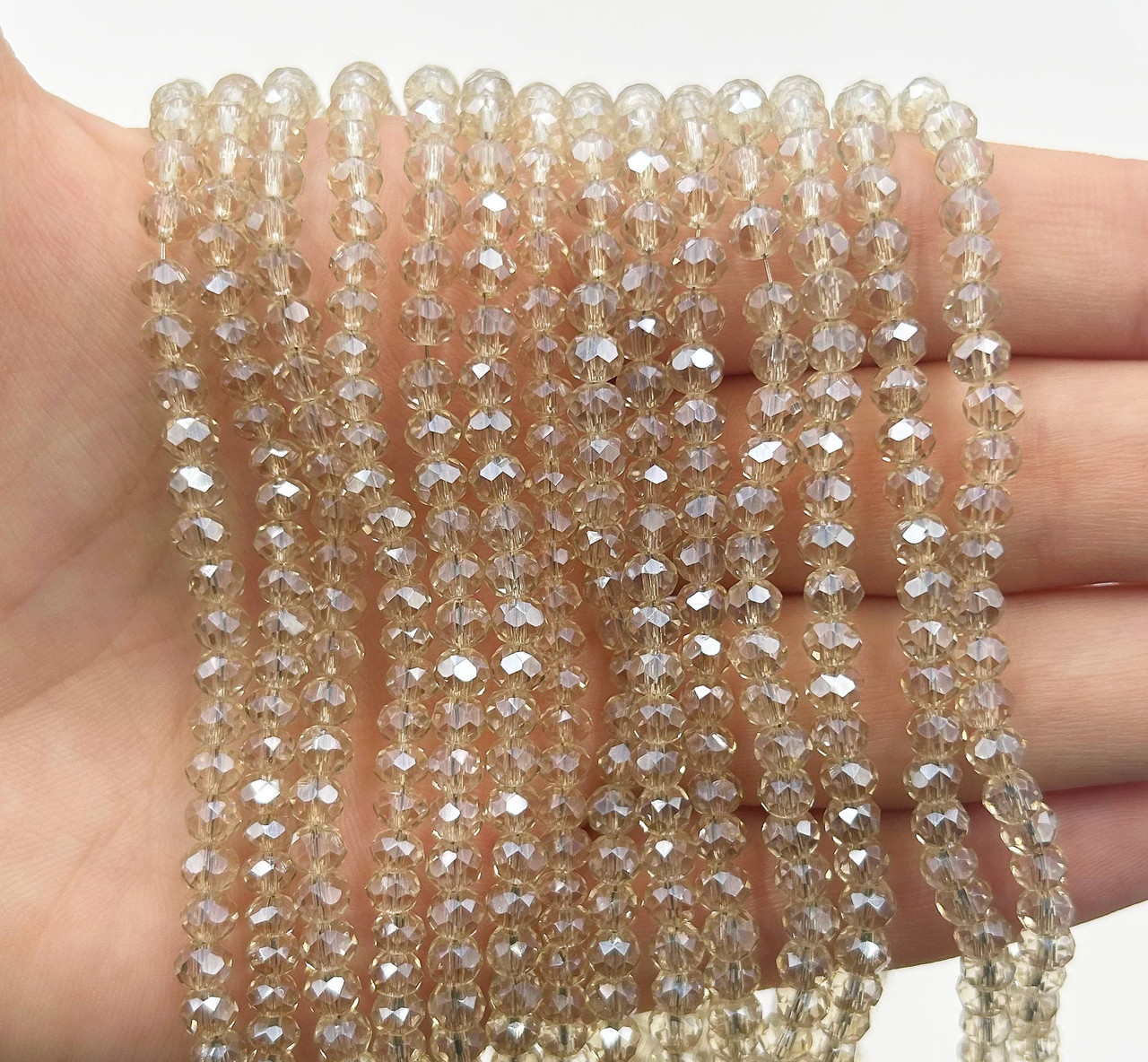 Намистини Рондель / 4х3 мм / К-сть: 100-115 шт / Прозорий / Світла карамель №59, фото 1