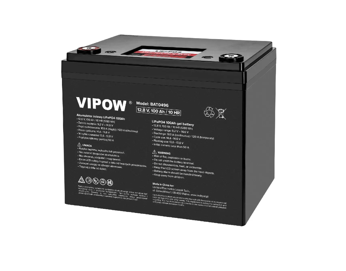 Акумулятор Vipow LiFePO4 100Ah з BMS (BAT0496)