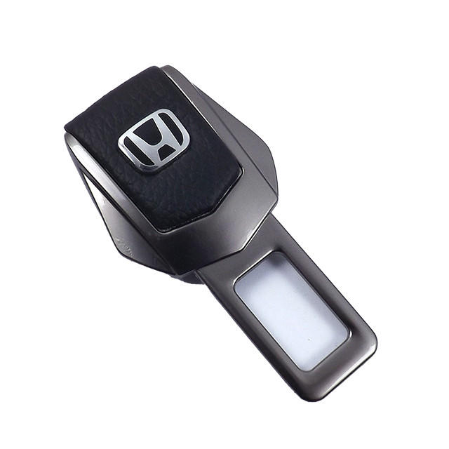 Заглушка ременя безпеки метал "Honda" (1шт) цинк.сплав + шкіра (тип №2) ГРАФІТ, фото 1