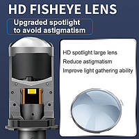 Лампа LED Міні Лінзи H4 D35мм 90/130w 10000/14000Lm 6000K 3570 Chip 12V "T90"