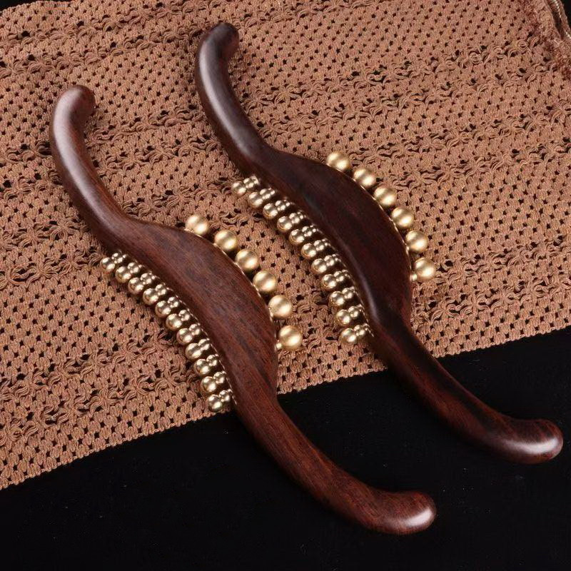 Масажер для меридіан із дерева з мідними вставками., фото 1