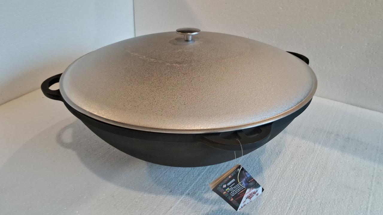 Казан чавунний з алюмінієвою кришкою 22л Сітон, заводська термообробка, фото 1