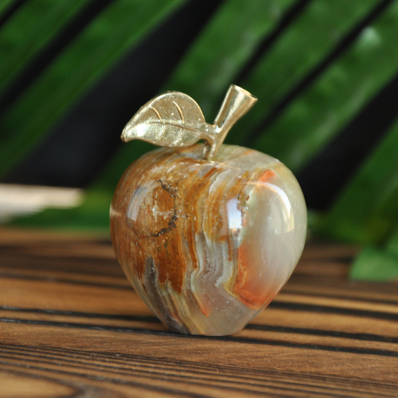 Статуетка яблуко з натурального каменю онікс, 3.5 см (колір, як на фото), фото 1