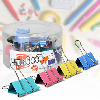 Металеві біндери 41мм у пластиковій коробці 3102 Упаковка 24 шт.