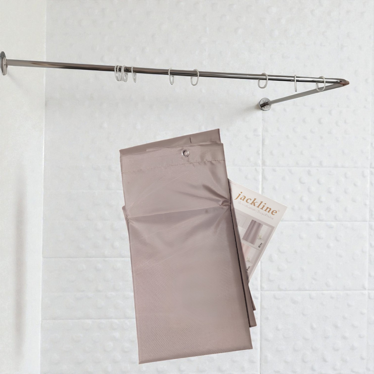 Комплект для ванної карниз 150×70 см + шторка сіра 240×200 см поліестр