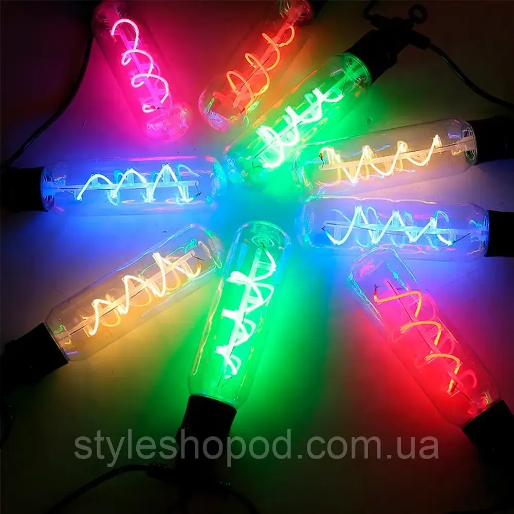 Гірлянда на вулицю зі спіральними лампами — 5 м, 10 подовжених лампочок, тепле LED світло, 220 В (SFK-48), фото 1