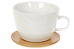 Чашка порцелянова біла із бамбуковим блюдцем Naturel 450 мл BonaDi