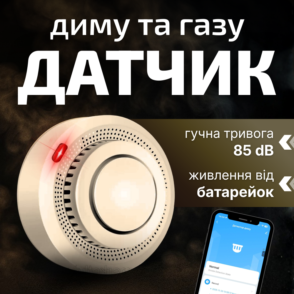 Детектор чадного газу та диму (234575778), фото 1