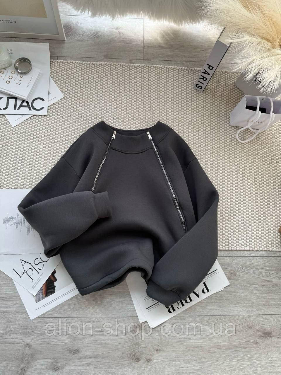 Теплий об'ємний худі з фіксаторами на флісом, фото 1