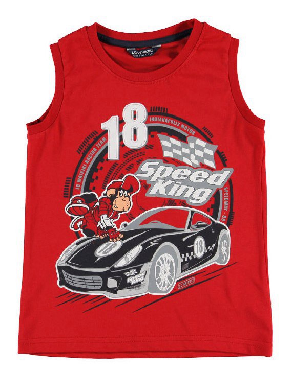 Майка для хлопчика LC Waikiki червоного кольору з картинкою на грудях 100% бавовна