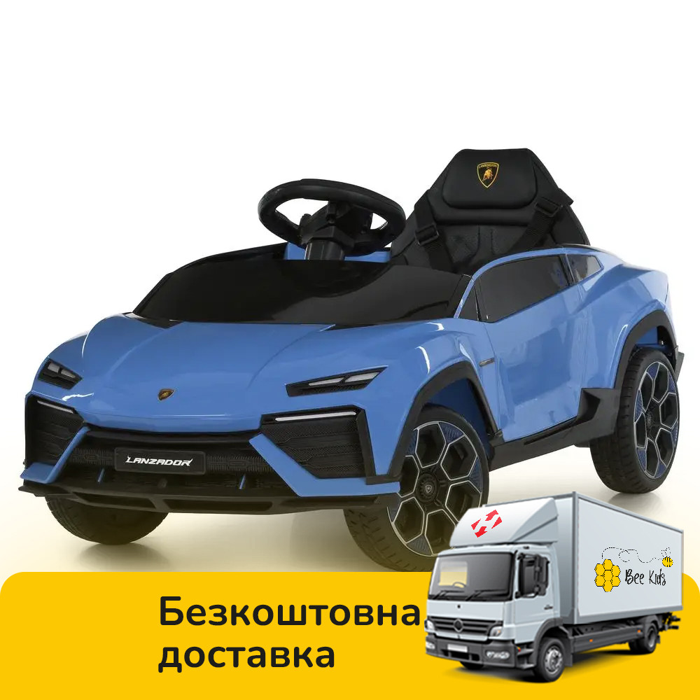 Електромобіль Lamborghini дитячий (р/к, 4мотори:2х25W, 2х30W, 1акум12V9AH, MP3, BLUETOOTH) Bambi M 6293EBLR-4 Синій, фото 1