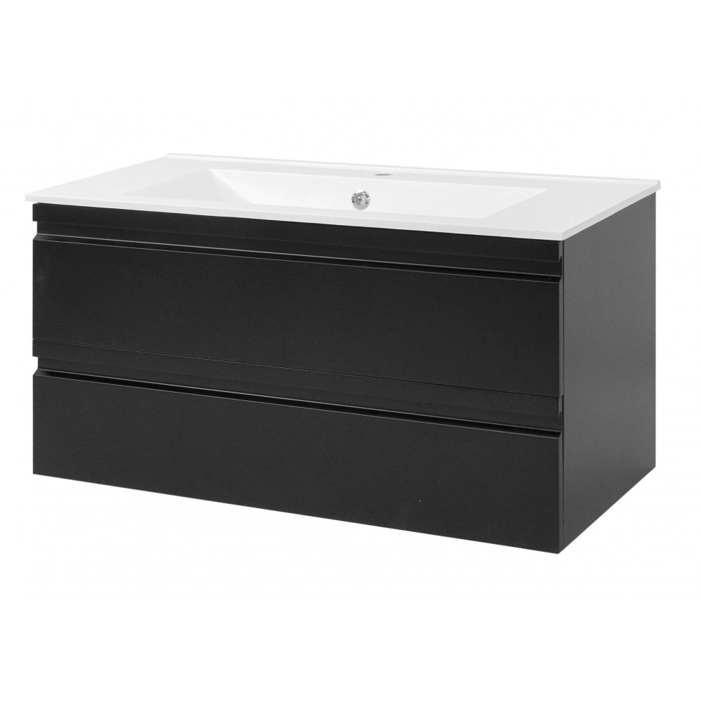 Тумба "DANA 100" з умивальником "Еліт 100", антрацит/чорний для ванної кімнати, фото 1