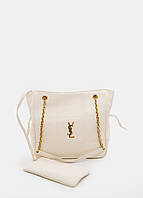 Saint Laurent Jamie Shopping in Lambskin White 30x28