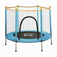 Батут дитячий 140см King Sport із захисною сіткою + 6 опорних ніжок Blue