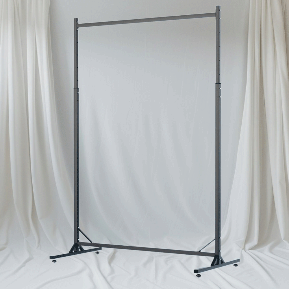 Стійка регульована для одягу розбірна 1000х1900х500мм з одною поперечиною чорна, фото 1