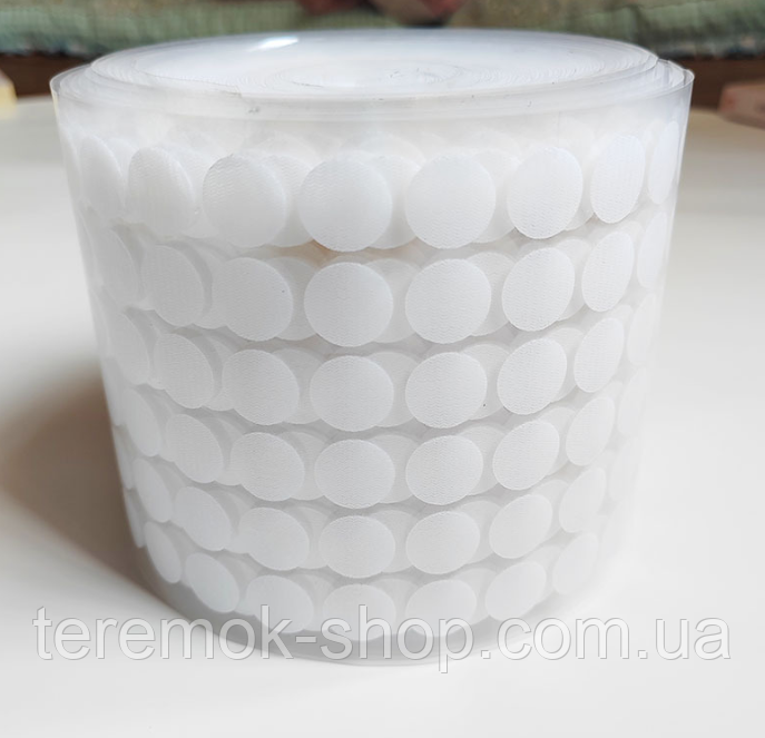 Липучки наклейки 25 мм на клейовій основі двосторонні круглі 100 пар  застібки для  дому та дитячих посібників, фото 1