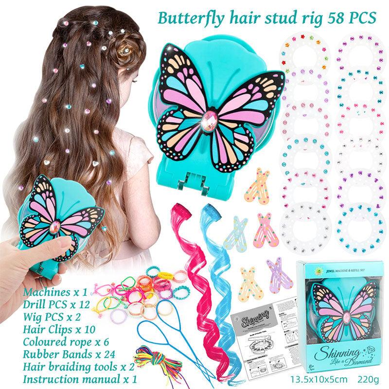 Набір прикрас інструмент для створення зачісок, стрази, резинки, 2 пасма, заколки, в коробці, фото 1