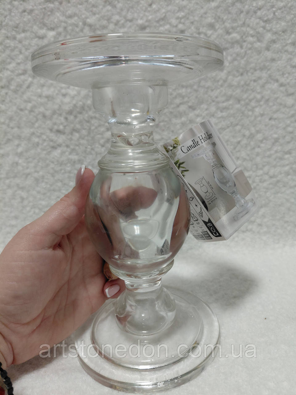 Підсвічник скляний 20 см — елегантний декор для дому, фото 1