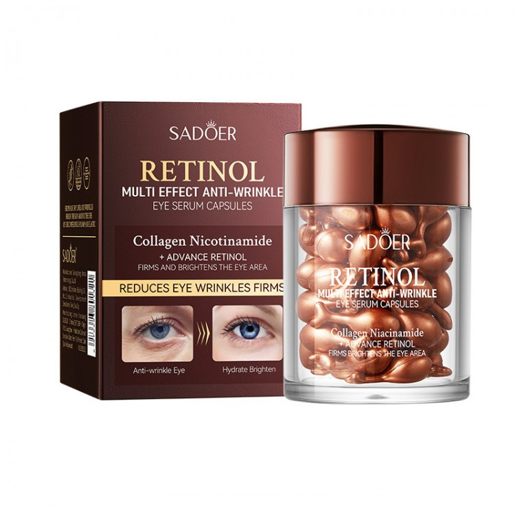 Сироватка для шкіри навколо очей в капсулах Sadoer Retinol Multi-Effect Anti-Wrinkle Eye Serum, з ретинолом та колагеном, 34 г, фото 1