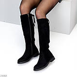 Повсякденні високі чорні замшеві чоботи єврозима низький хід, фото 9