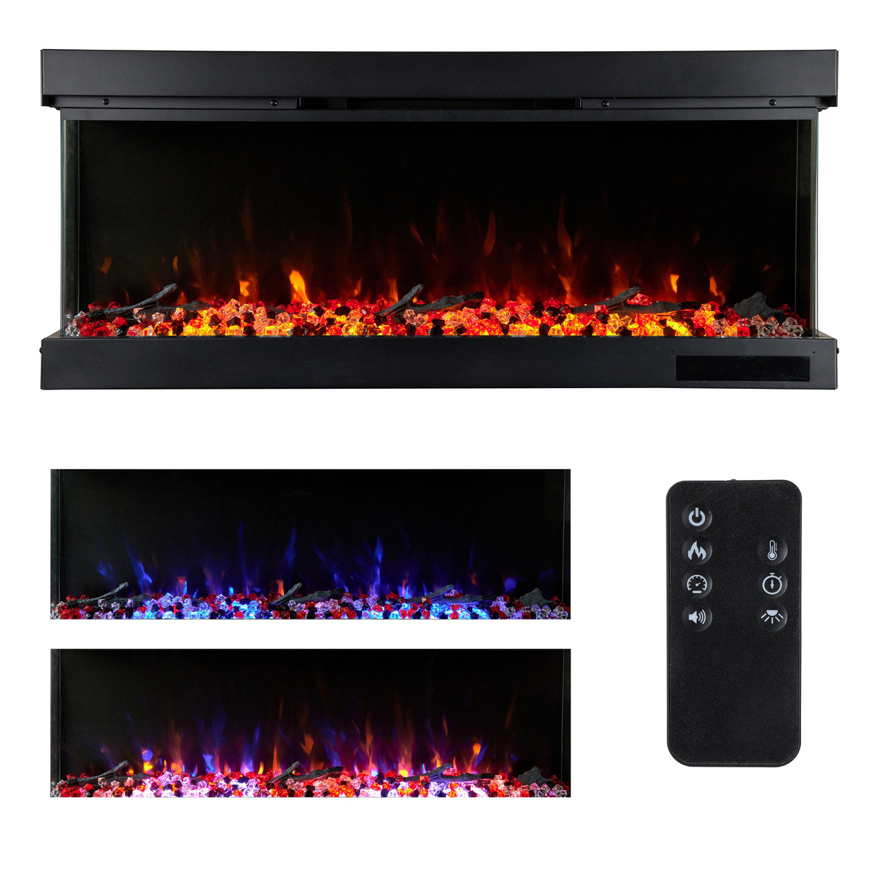 Електричний камін Bonfire Onyx 42BF 3 СКЛА (106*45см) зі звуком (2в1 на стіну або у нішу)