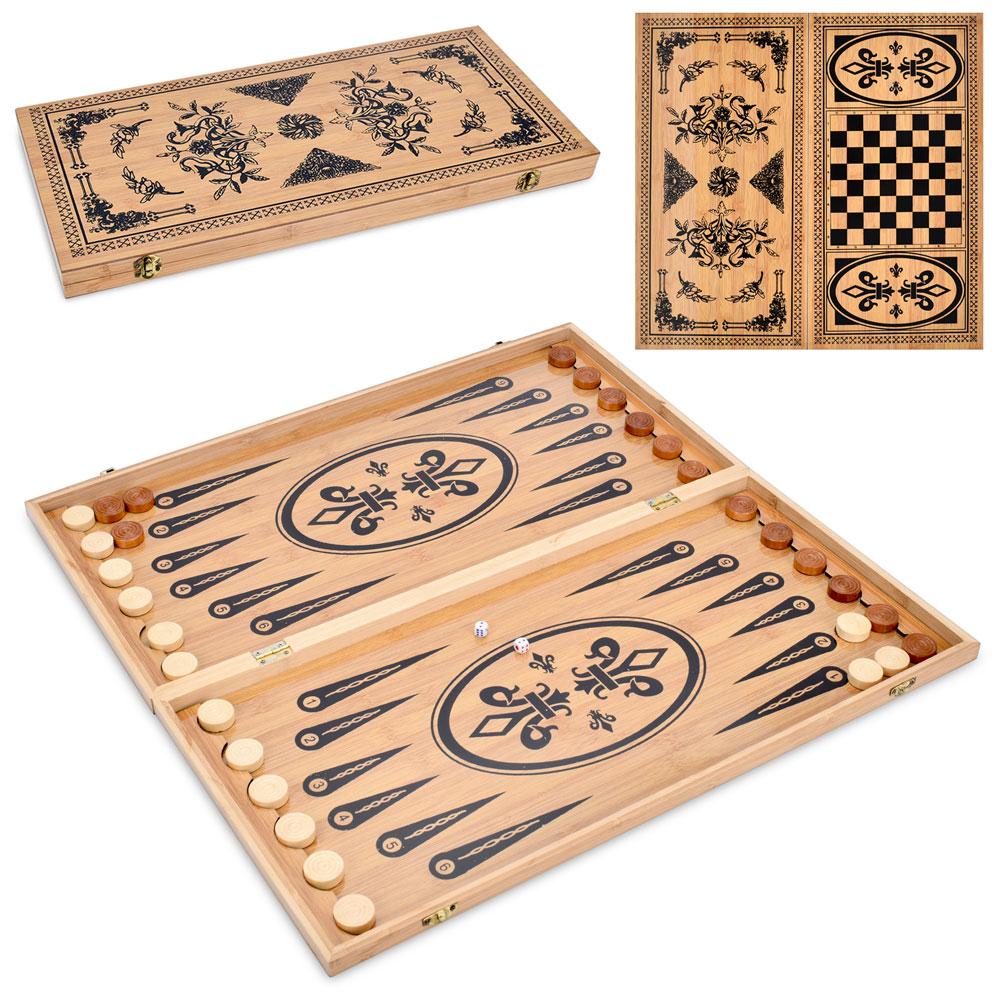 Набір шашки та нарди дерев'яні, розмір 59.5х59.5 см TD202367, фото 1