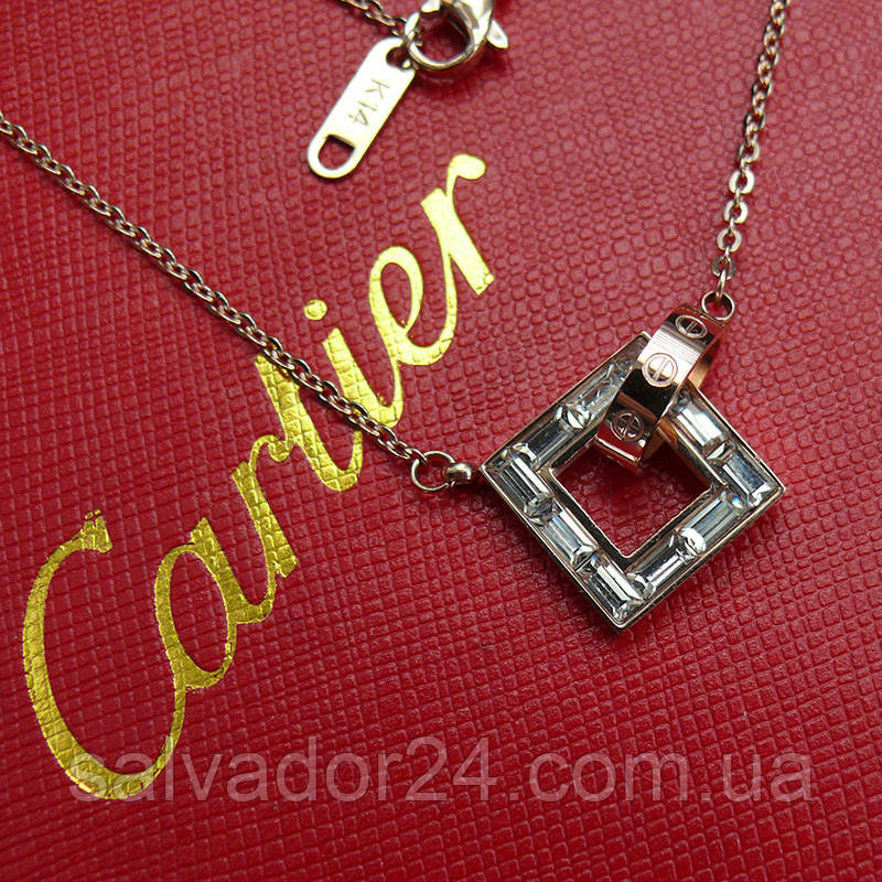 Жіноча підвіска Cartier 14K з ланцюжком 45 см., фото 1