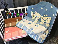 Вовняне двостороннє дитяче ковдру Люкс у сумці 100х140 см блакитне, фото 1