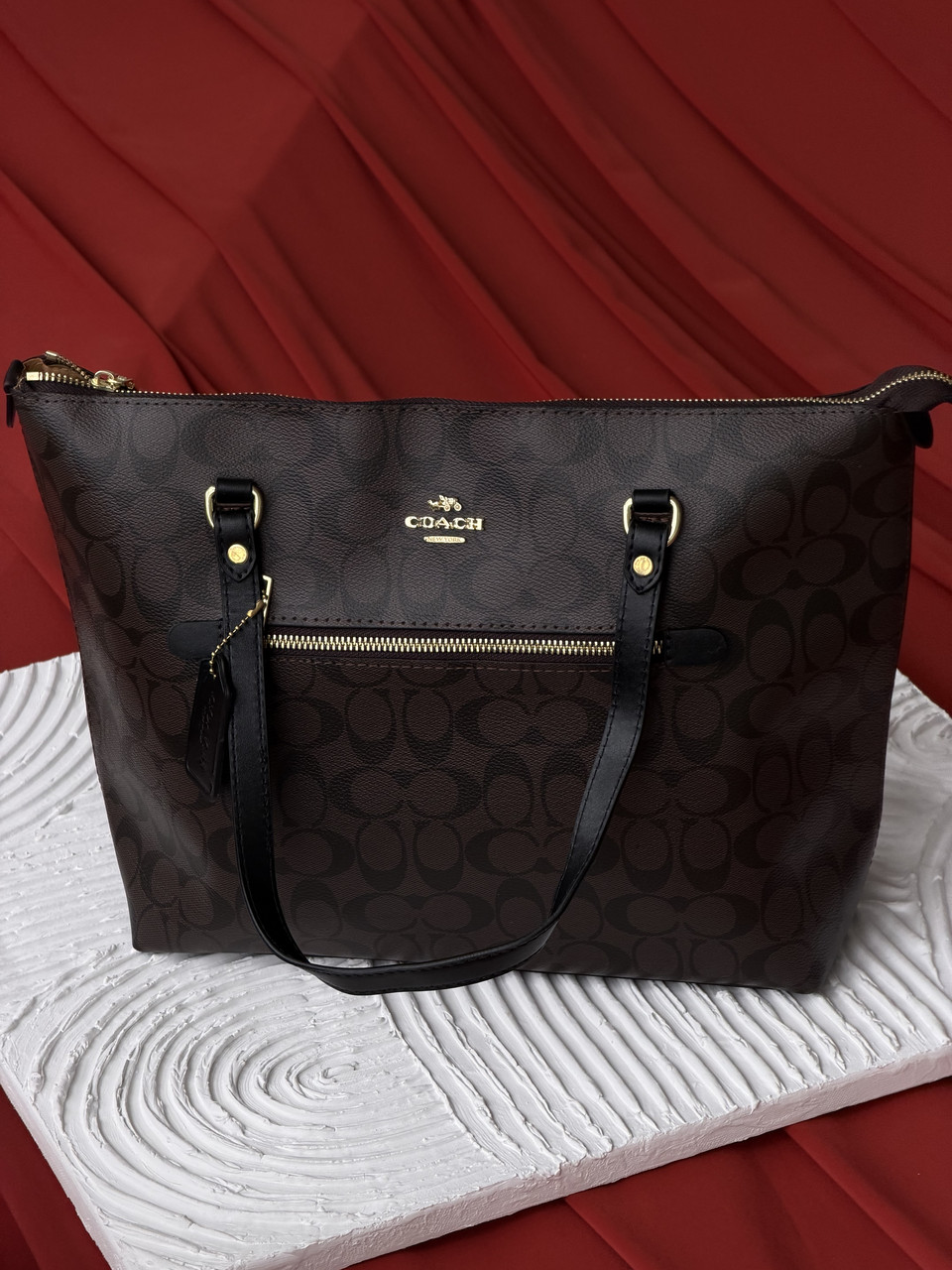 Сумка жіноча Коуч шопер шоколадний Coach Gallery Tote на плечі шопер, фото 1