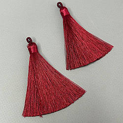 Шовкові китиці для сережок 8 см - бордо