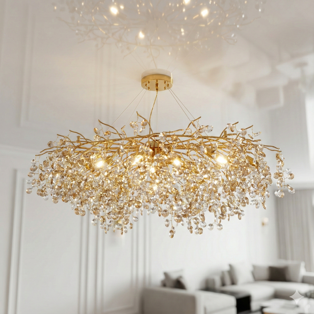 Большая люстра с хрустальными подвесками 601-L1200GD ☎+38967773110