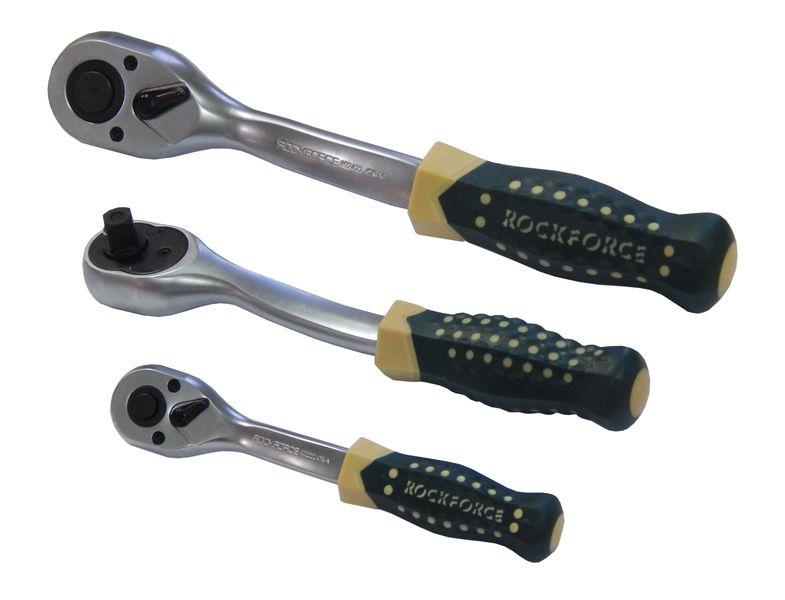 Тріскачка 3/8" (72 зуб.) посилена вигнута з прогумованим руків'ям