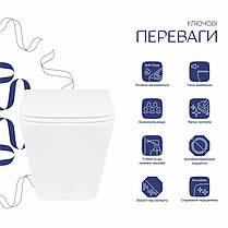 Унітаз підвісний Qtap Tern безобідковий із сидінням Soft-close QT1733052ERW, фото 3