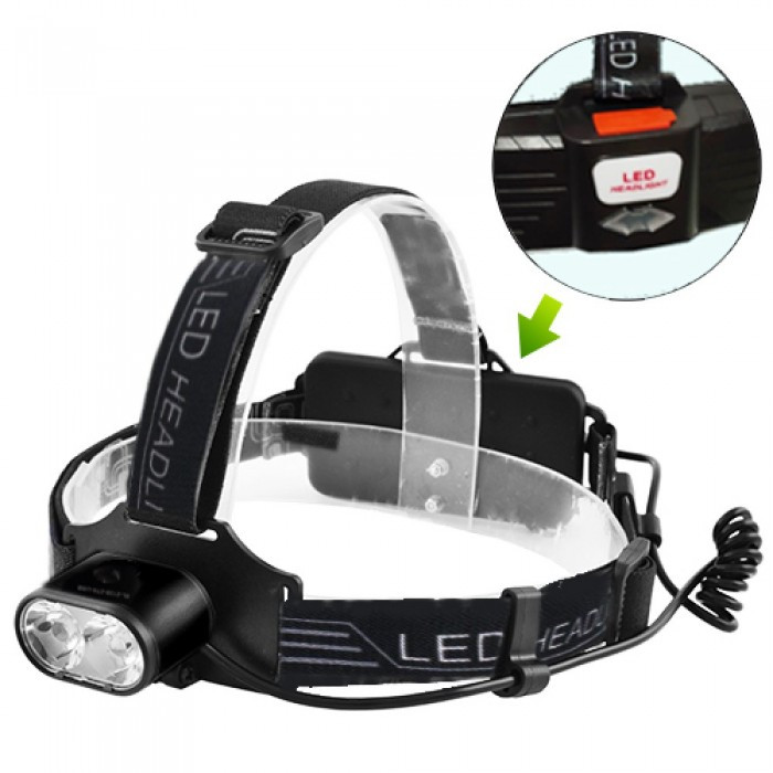 Потужний Налобний ліхтар 2128-2T6 ліхтарик заряджання Type C 3 режими Чорний