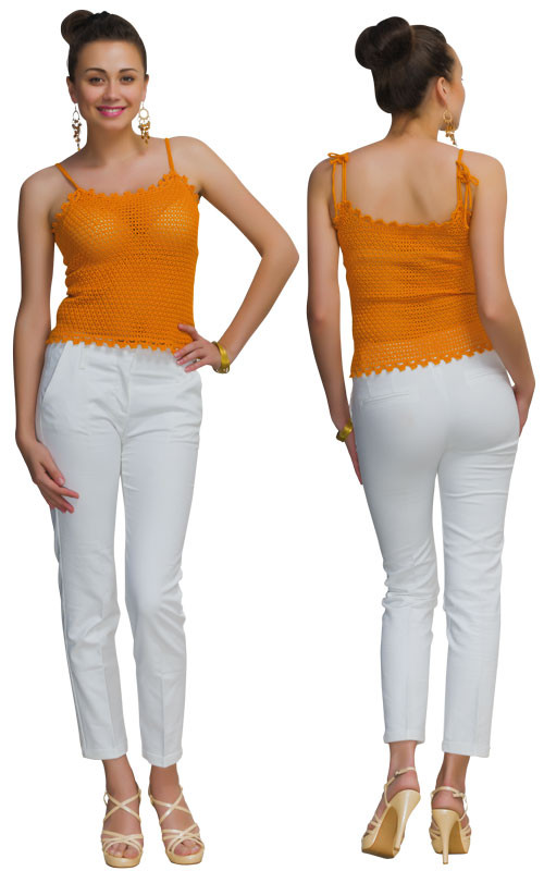 Топ помаранчевий з декоративною облямівкою