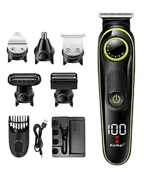 Машинка для стриження волосся 5 в 1 Kemei KM-696 Чорний Тример для стриження й окантовки бороди
