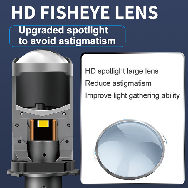 Лампа LED Міні Лінзи H4 D35мм 90/130w 10000/14000Lm 6000K 3570 Chip 12 V "T90", фото 1