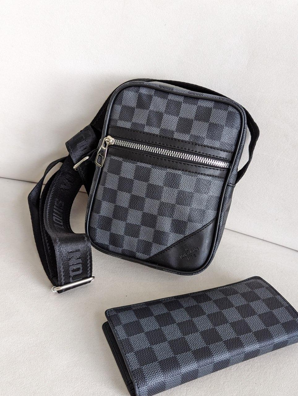 Сумка чоловіча Louis Vuitton чорна карта, фото 1