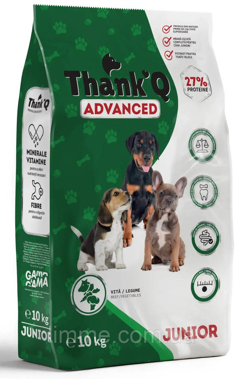 Сухий корм для цуценят ThankQ Junior Advanced з яловичиною 10 кг.