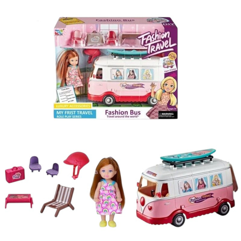 Лялька з машиною (висота ляльки: 11,5 см, шарнірні суглоби, аксесуари, знімний одяг, коробка) K 038, фото 1