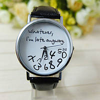 Оригінальний модний жіночий годинник "Whatever I'm late anyway", чорний