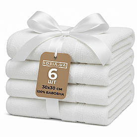 Набір 6 шт серветок махрових бавовна IDEIA - 30x30 білий (550 гр/м2)